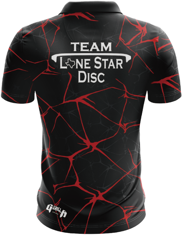 Lone Star Disc Black and Red Veined Athletic Polo